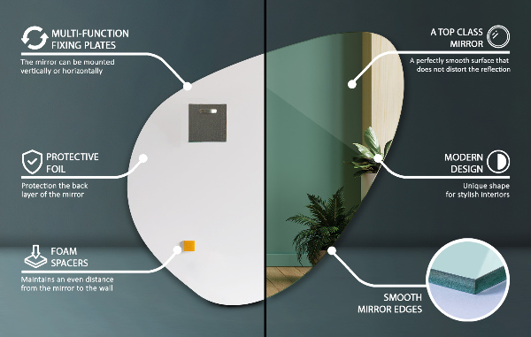 Organic shape mirror beautiful hanging addition 58x58 cm