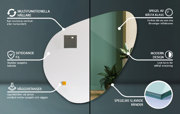 Organic mirror frameless loft-style for the bathroom 68x67 cm