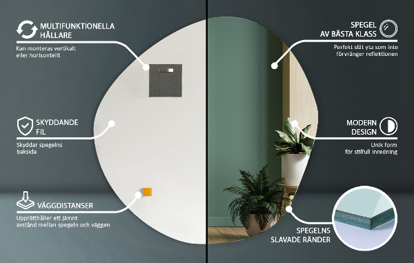 Asymmetrical mirror without frame 58x57,5 cm