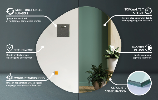 Organic frameless mirror 67,6x67 cm