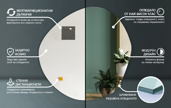 Organic frameless mirror 67,6x67 cm