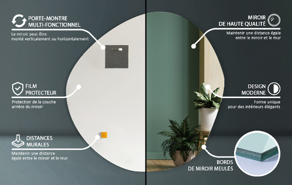 Pebble shape mirror without frame 96,6x95,7 cm