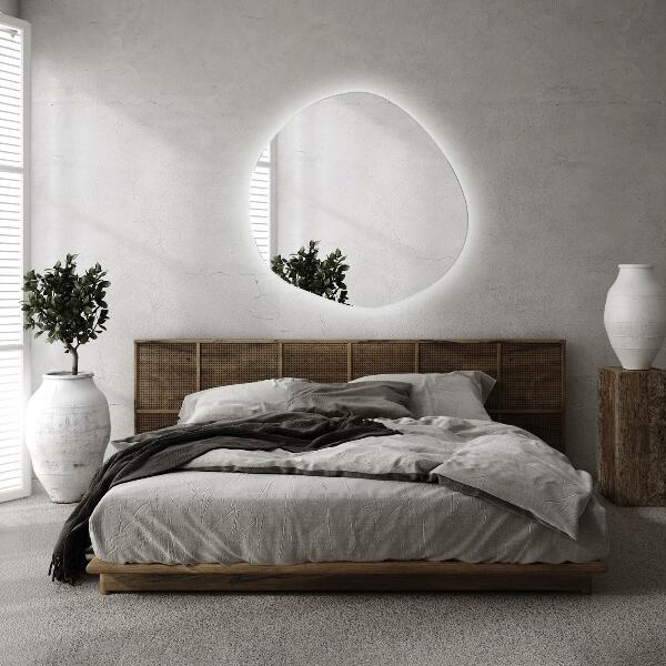 Irregular shaped lighted mirror 58x58 cm