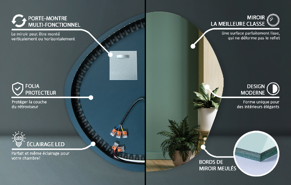 Irregular shape led mirror 68x67 cm