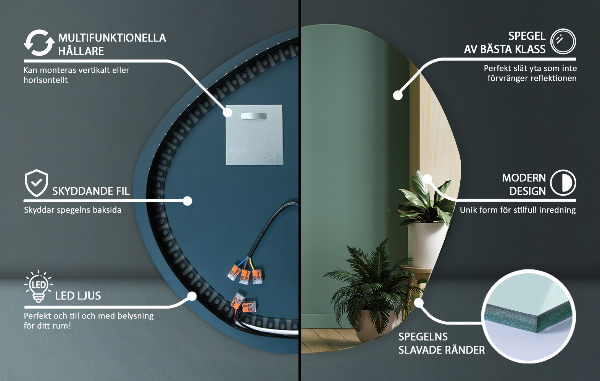 Irregular shape led mirror 68x67 cm