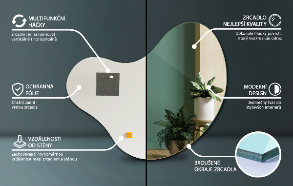 Mirror irregular shape without frame 68x67 cm
