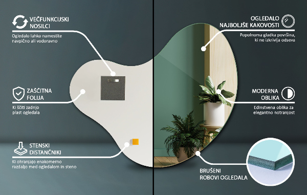 Mirror irregular shape without frame 68x67 cm