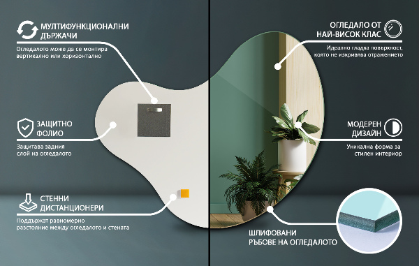 Mirror irregular shape without frame 68x67 cm