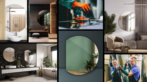 Half circle mirror 70x80 cm