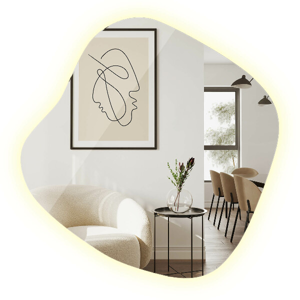 Asymetric led light mirror 77x77 cm