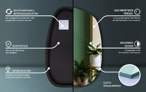 Irregular led mirror 49x34 cm