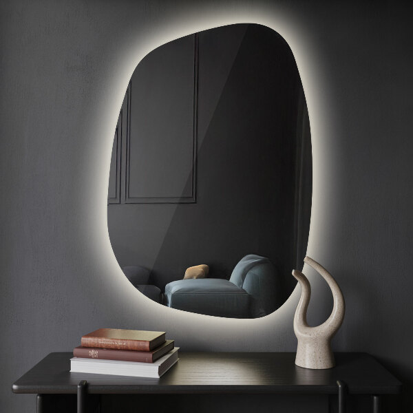 Irregular shaped lighted mirror 55x38 cm