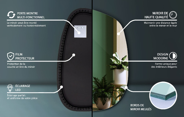 Irregular shape led mirror 68x47 cm