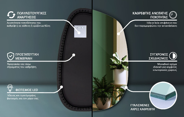 Asymetric led light mirror 79x57 cm