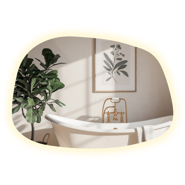 Asymetric led light mirror 79x57 cm