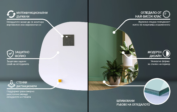 Irregular mirror splash shaped 27x19 in (68x47 cm)