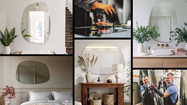 Irregular mirror splash shaped 27x19 in (68x47 cm)