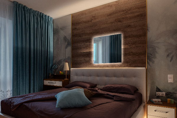 Rectangle mirror with lights 50x50 cm