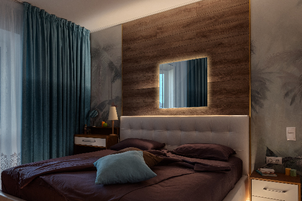 Rectangle mirror with lights 50x50 cm