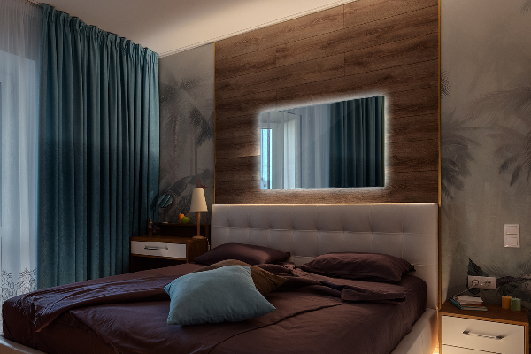 Modern rectangle mirror with lights 70x50 cm