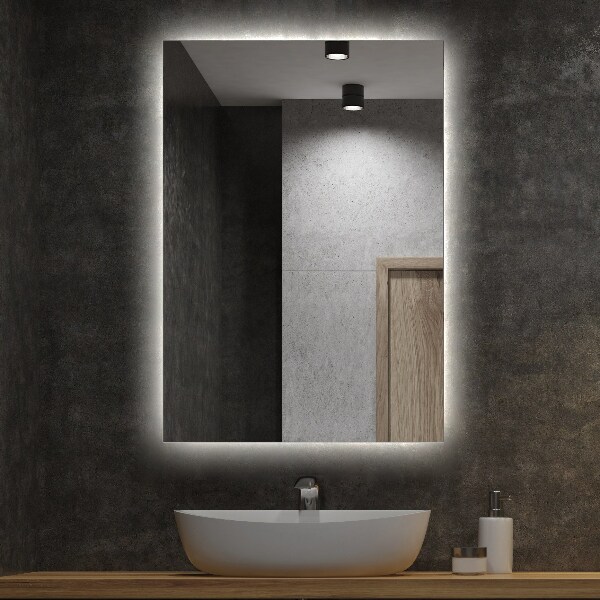 Modern rectangle mirror with lights 70x50 cm