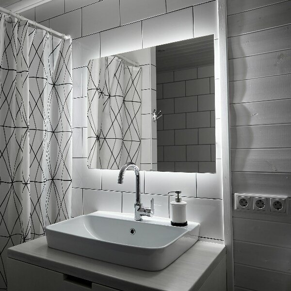 Modern rectangle mirror with lights 70x50 cm