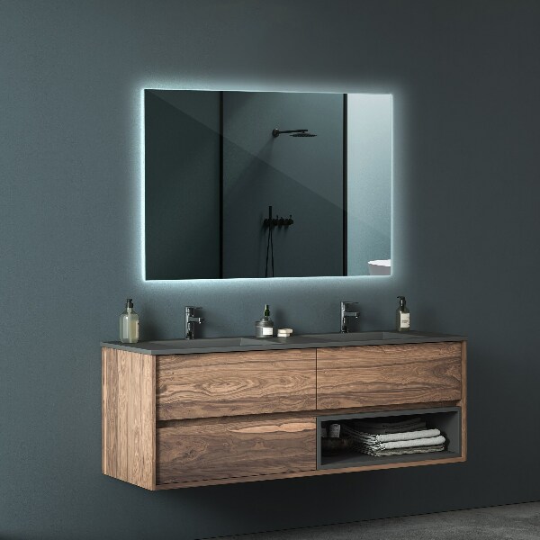 Rectangular illuminated mirror 80x60 cm