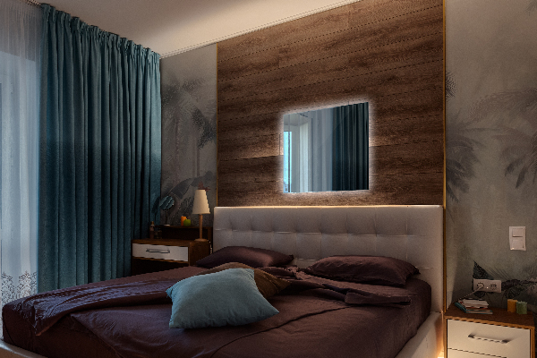 Rectangular bathroom mirror with lights 50x50 cm