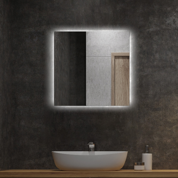Rectangular bathroom mirror with lights 50x50 cm