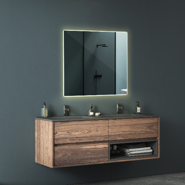 Rectangular bathroom mirror with lights 50x50 cm