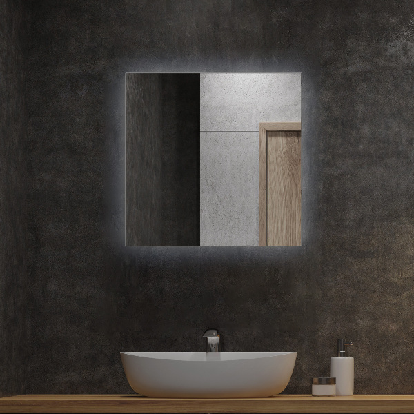 Rectangular bathroom mirror with lights 50x50 cm