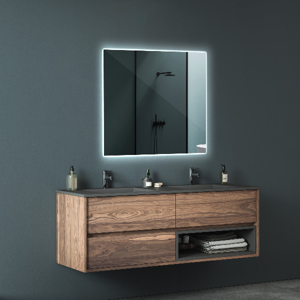 Rectangular bathroom mirror with lights 50x50 cm