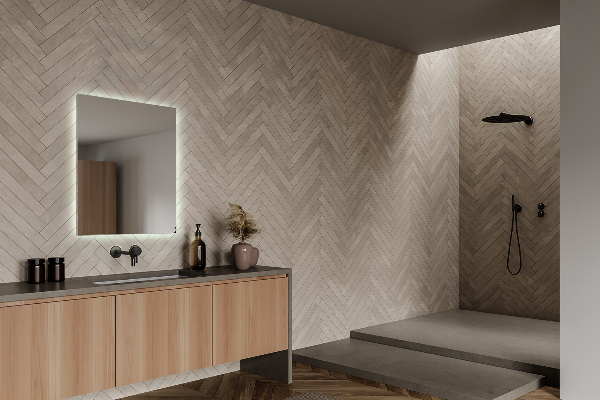 Rectangular bathroom mirror with lights 50x50 cm