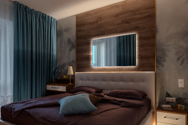 Rectangular bath mirror with lights 70x50 cm