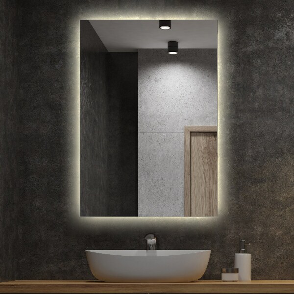 Rectangle illuminated bathroom wall mirror 80x60 cm