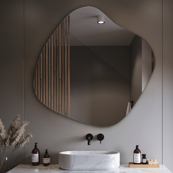 Splat shaped asymmetrical mirror original 19x19 in