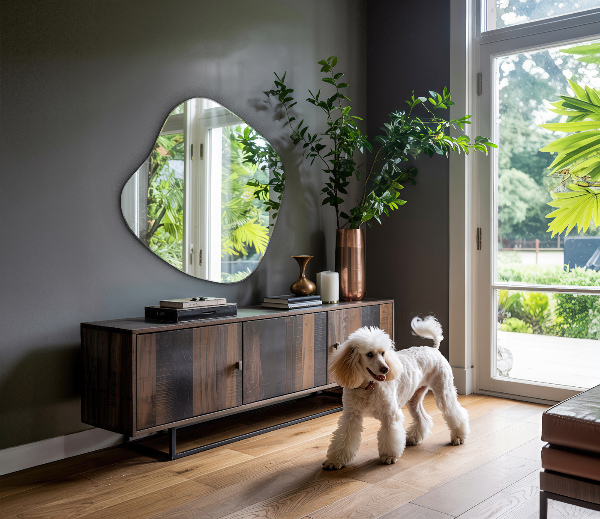 Splat shaped asymmetrical mirror original 19x19 in