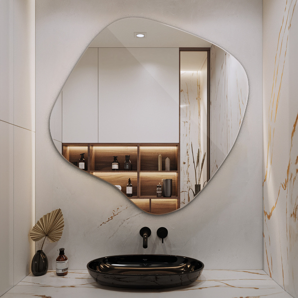 Splat shaped asymmetrical mirror original 23x23 in