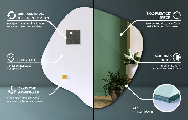 Splat shaped asymmetrical mirror original 27x26 in