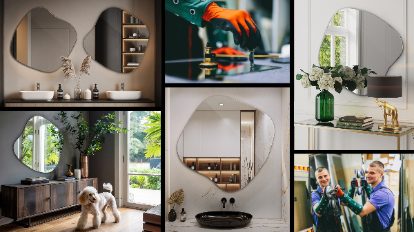 Splat shaped asymmetrical mirror original 27x26 in