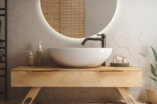 Half circle wall mirror with lights 50x100 cm