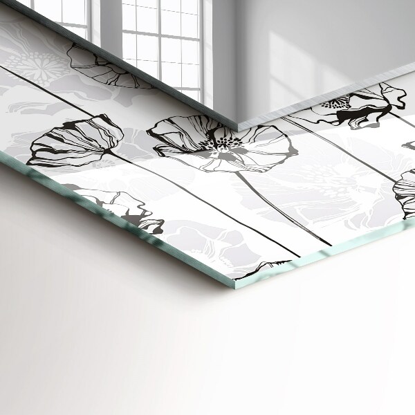 Wall mirror decor Monochrome drawing of flowers