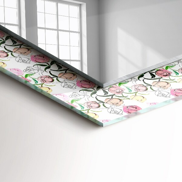Mirror frame with print Floral motifs