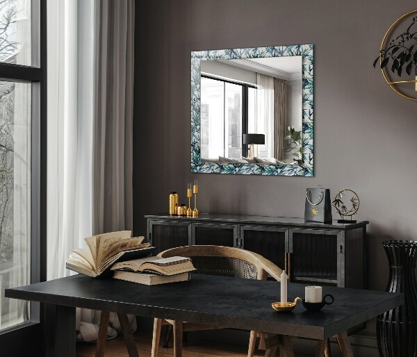Wall mirror decor Bamboo leaves in watercolour