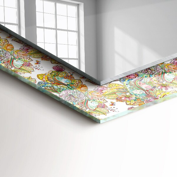 Printed mirror Colourful butterfly flowers