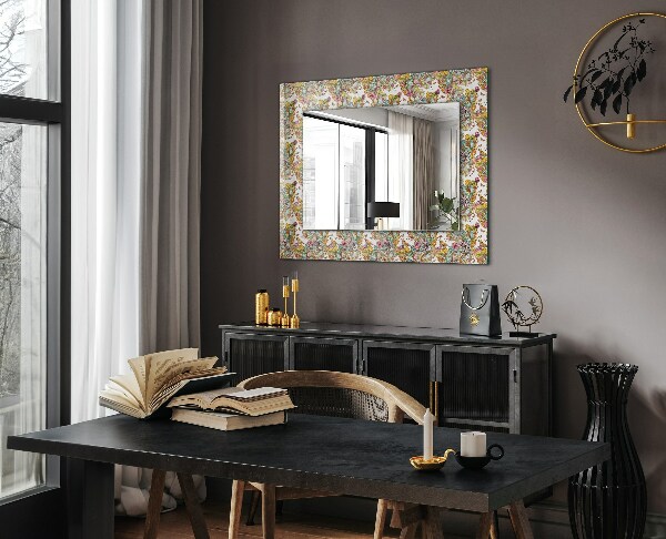 Printed mirror Colourful butterfly flowers