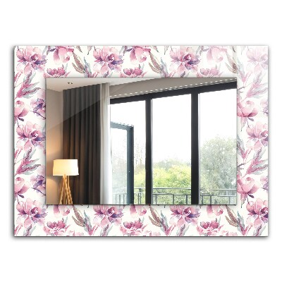 Wall mirror design Purple flower motifs