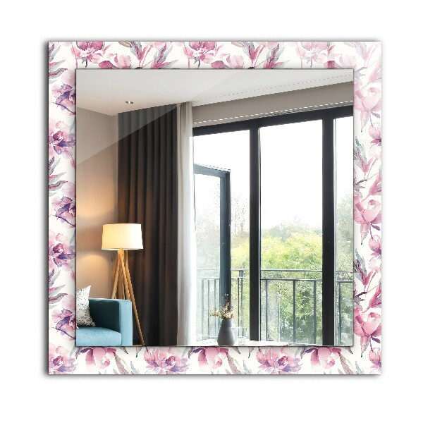 Wall mirror design Purple flower motifs