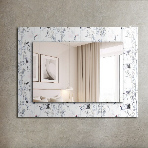 Decorative mirror Cranes and bamboo