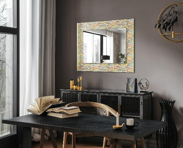 Wall mirror design Coloured wavy leaves